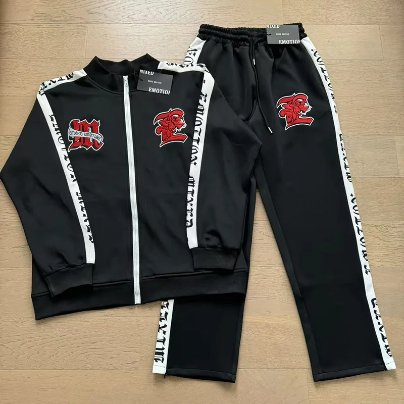 مختلط العاطفة المطرزة شعار اللون بلو عارضة الشارع الشهير Jaet السراويل مجموعة الشباب الخريف Faion طويلة Sve السراويل الطويلة #1