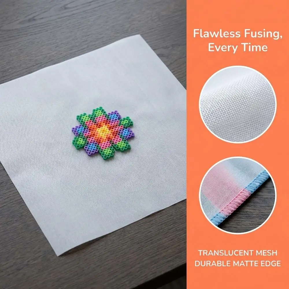 4PCS Light Transmission Perler Beads Baking Cloth Edge-stitched Heat Resistant Ironing Sheets for Fuse Beads DIY Reusable