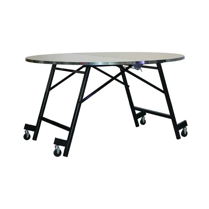 Folding Mobile School Canteen Dining Table with 4 Caster Wheel