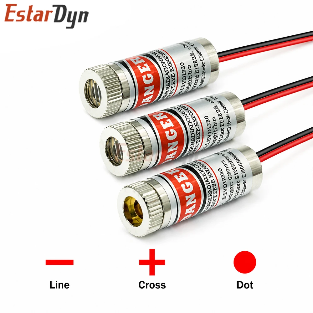 Estardyn 650nm 5mW Industrial Grade Red Dot/Line/Cross Laser Module Focusable Glass Lens for Positioning & Alignment