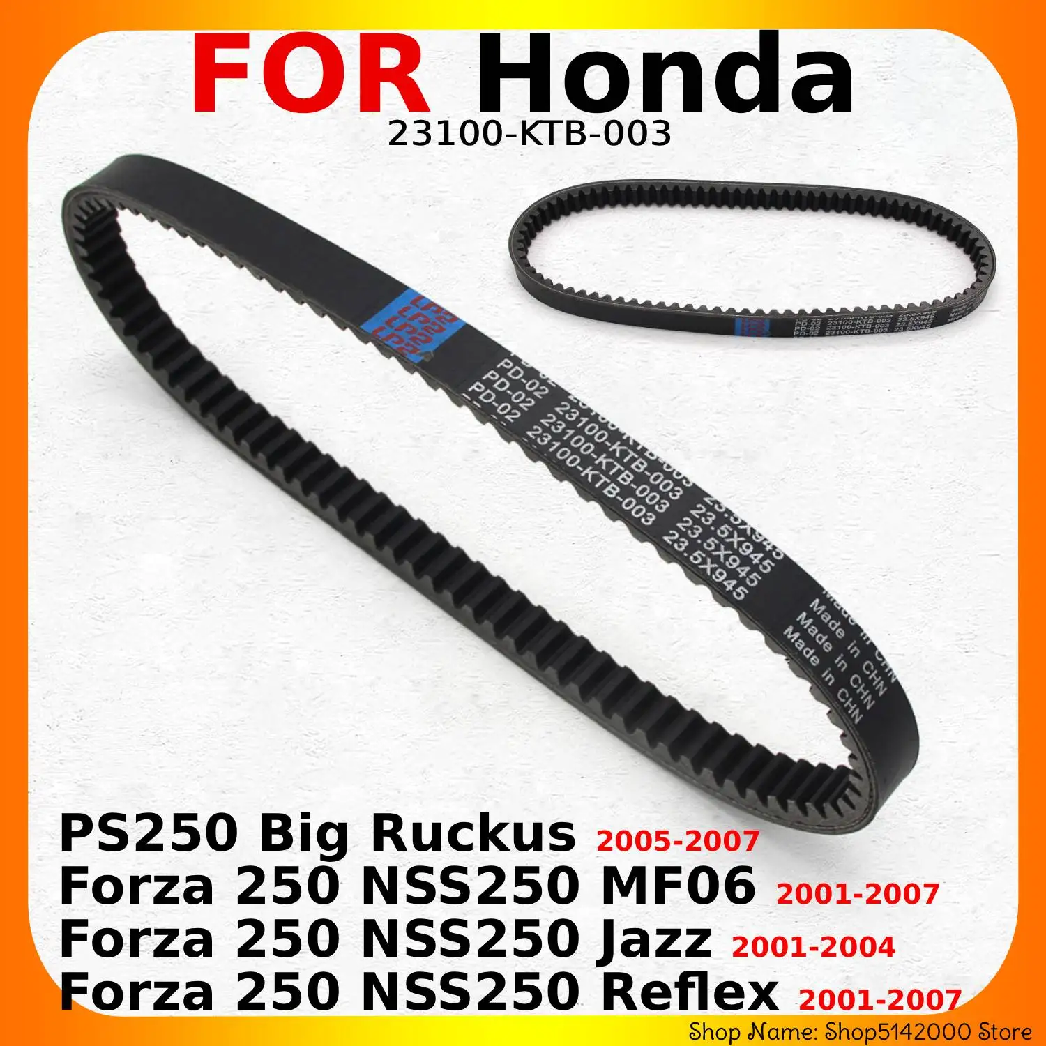 Motorcycle Drive Belt For Honda Forza 250 NSS250 MF06 Jazz Reflex PS250 Big Ruckus 23100-KTB-003 For Peugeot SV250 Piaggio  X9