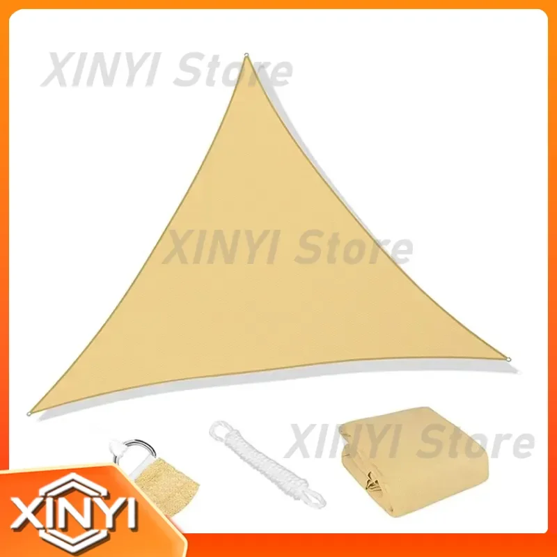 Heavy Duty 6x6x6m Triangle Sunshade Sail for Outdoor Patio Garden Deck Balcony for Commercial Use for 180Gsm Fabric Beige