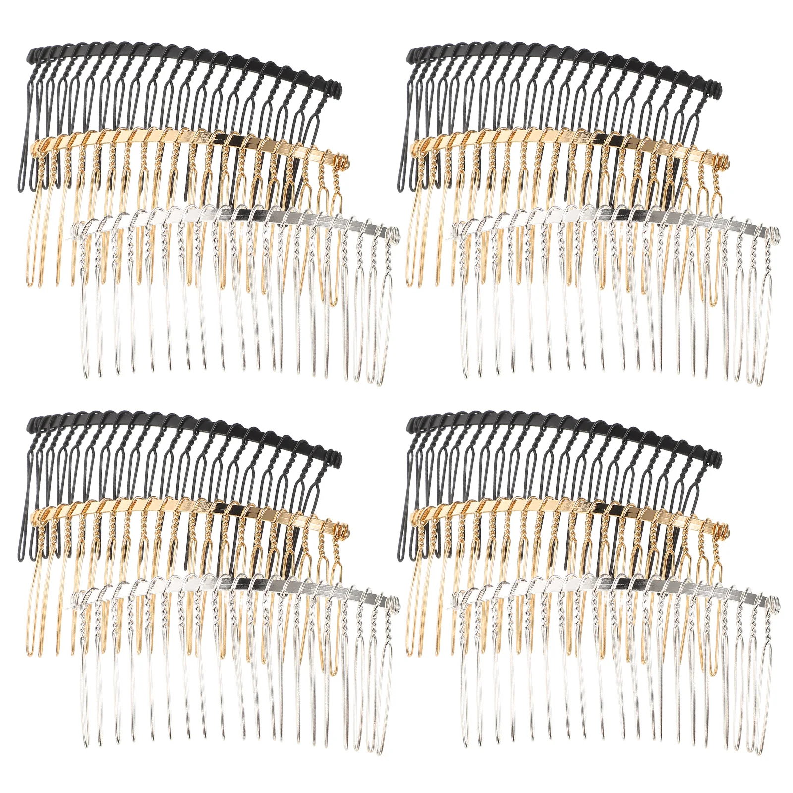 

20-Tooth Metal Hair Comb Chignon Pin Styling Fork Gold Silver Durable Lightweight Travel Size Invisible for Wedding