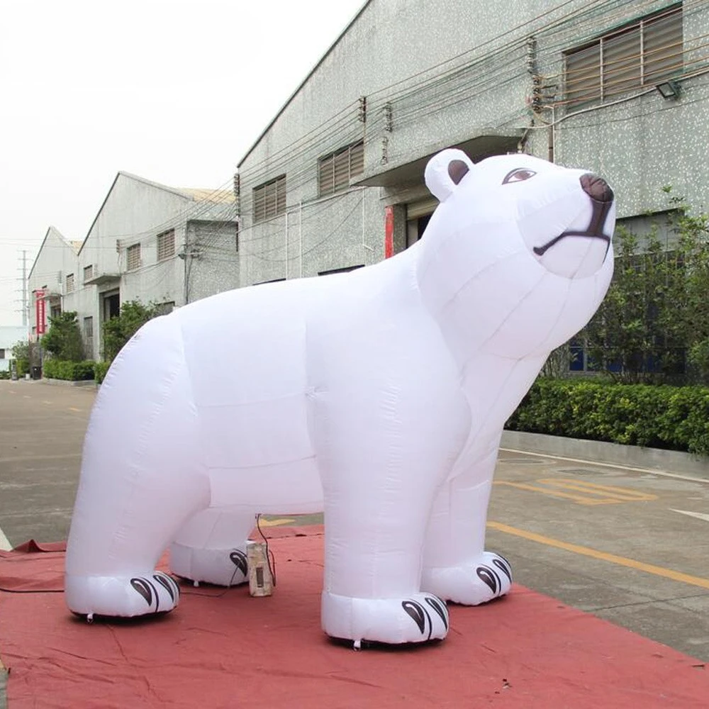 Inflatable Polar Large White  Bear with Blower Inflatable Sea Bear Animal Model Replica for Christmas Decoration Outdoor