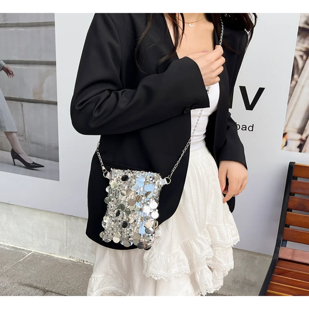 Sparkling Sequin Shoulder Crossbody Bag - close-up view