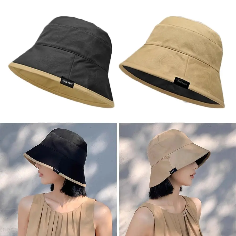 

Spring Summer Double-Sided Bucket Hat Breathable Anti-UV Sun Hat Portable Foldable Panama Hat Women Men