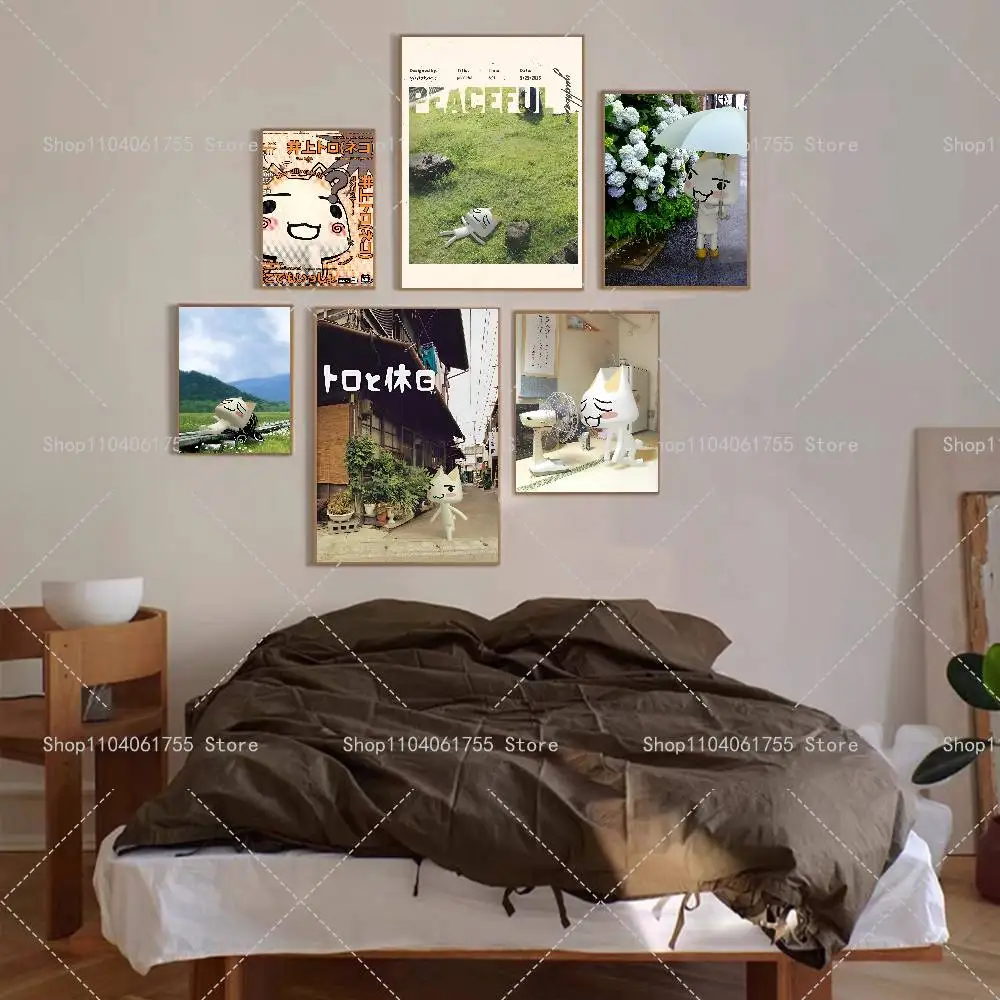 Inoue Toro CUTE Cat Hot Classic Poster Self-adhesive Art Waterproof Paper Sticker Coffee House Bar Room Wall Decor