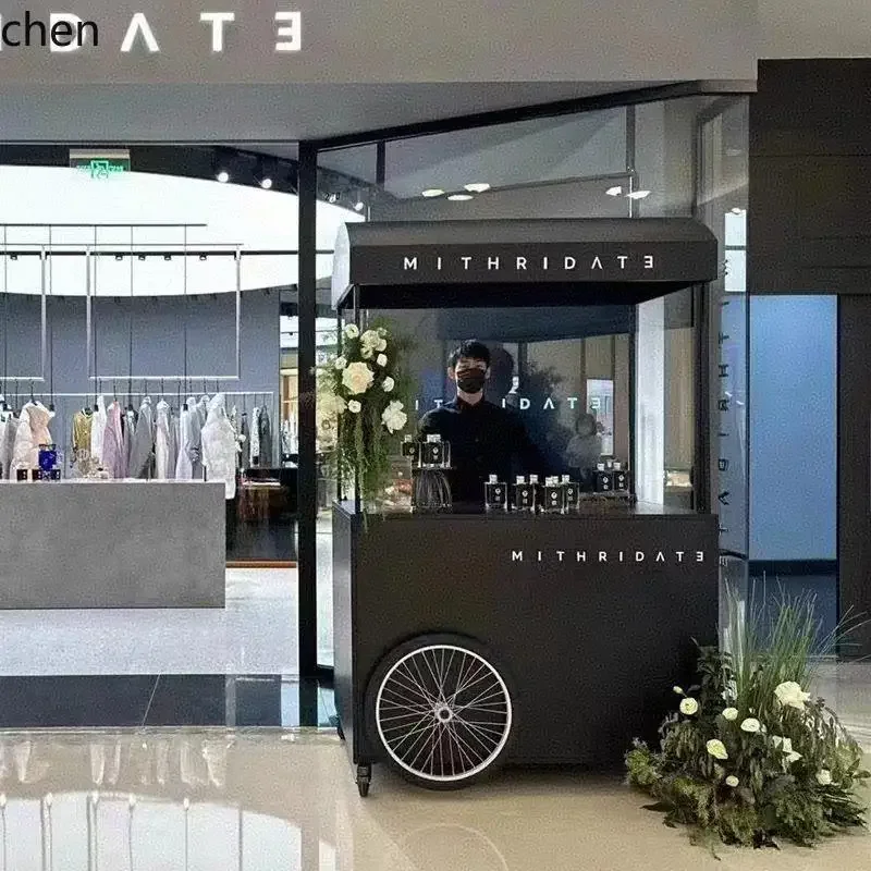 Promotional Float Stall Trolley Supermarket Hand Push Stall Commercial Mobile Bread Coffee CartL28