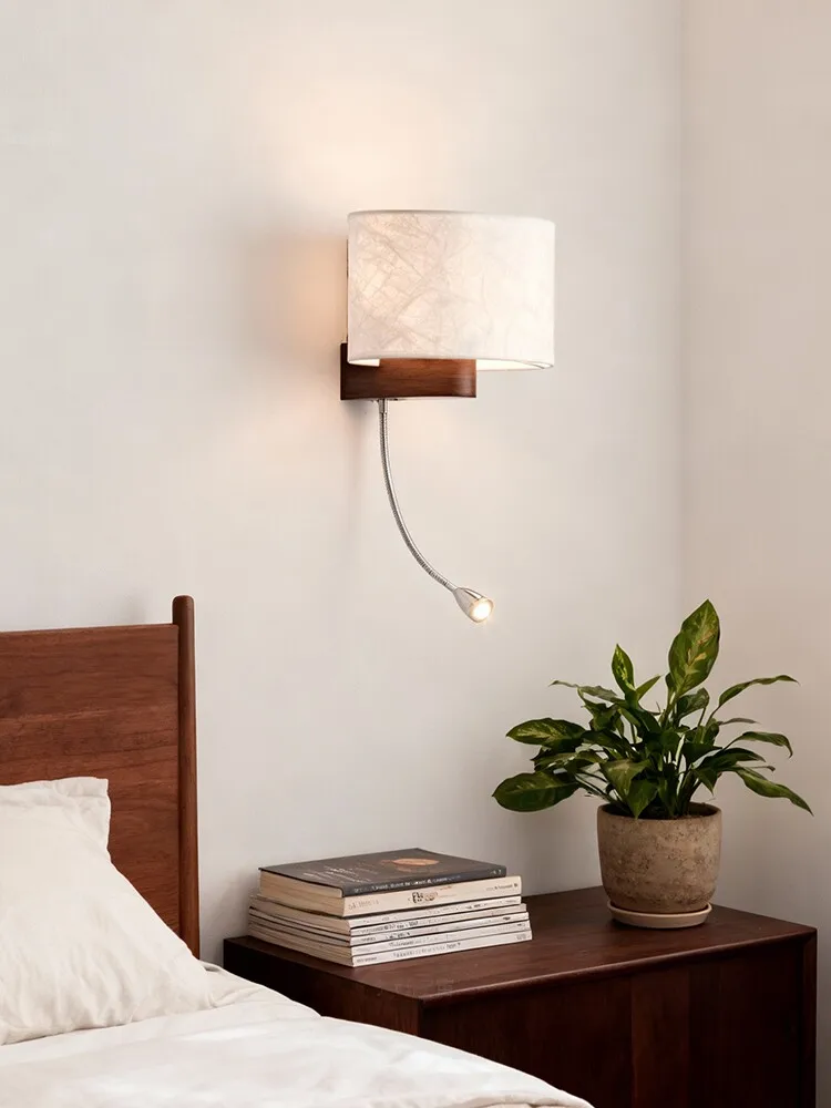 

Fabric Lampshade LED Wall Sconce Adjustable Angle Spotlight Modern Bedroom Bedside Reading Wall Lamp Home Decor Atmosphere Light