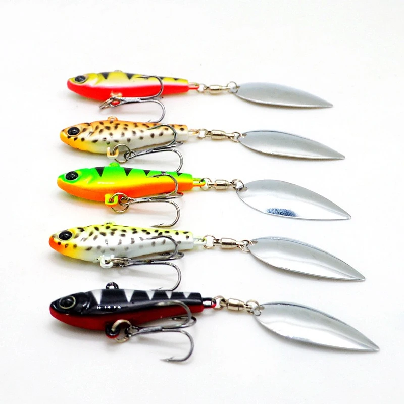 1PCS Fishing Lure Jig Head Fish 20g VIB Rotation Spoons Ocean Fishing Freshwater Spinner Artificial Metal Lures Bait