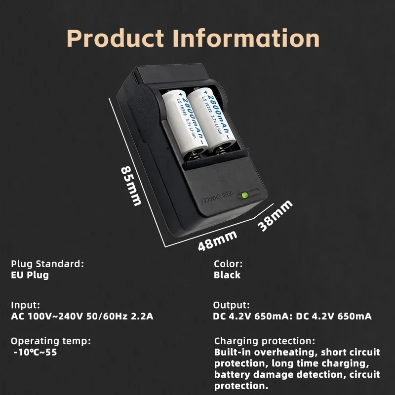 3,7 V wiederauf ladbarer Akku kvcdy cr123a rcr 2800 icr für Sicherheits kamera Scheinwerfer mah Lithium-Ionen-Akku l70 plus Ladegerät