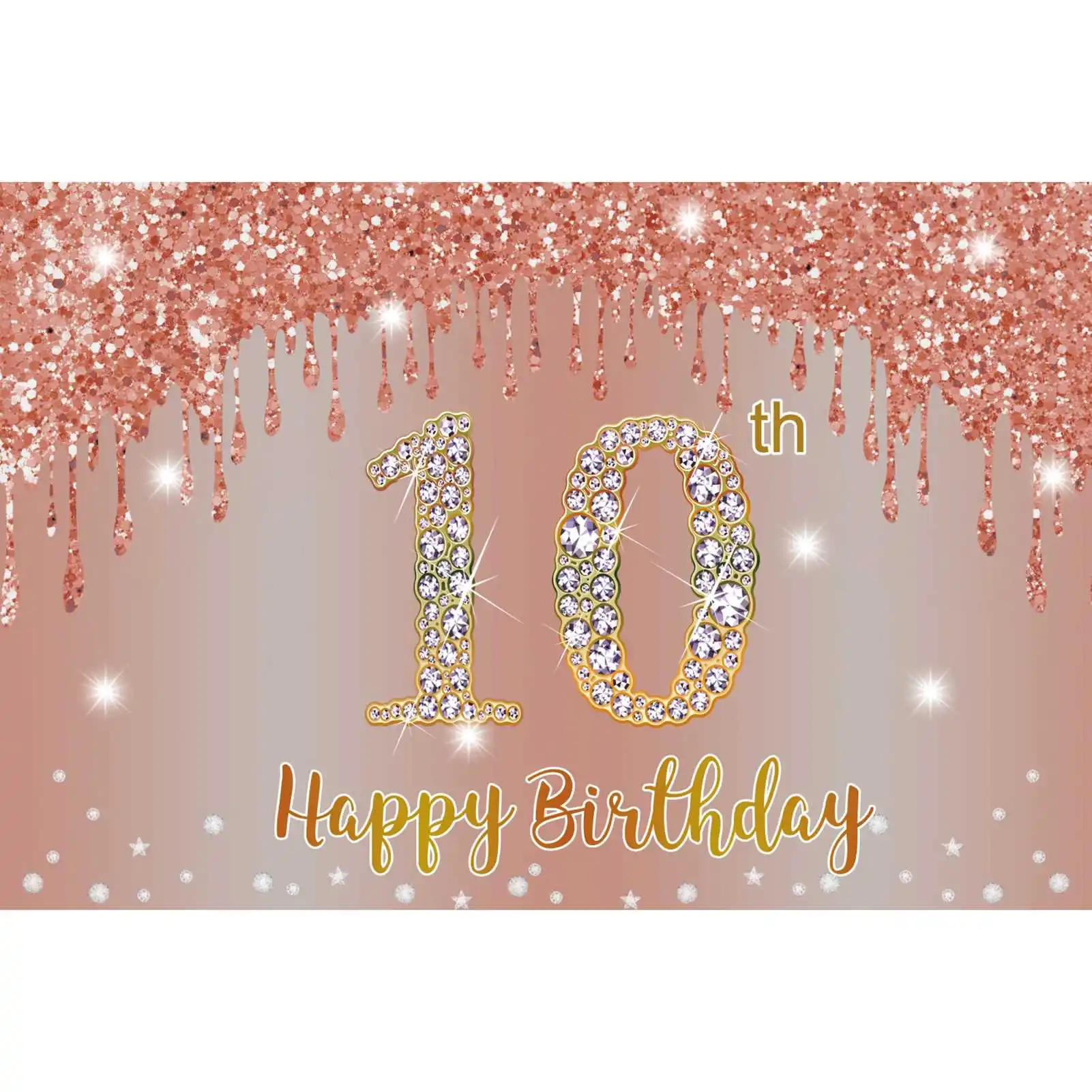 

MOON.QG Photography Background Children 10th Pink Glitter Happy Birthday Backdrop Banner Props Customized Party Wall Photo Booth