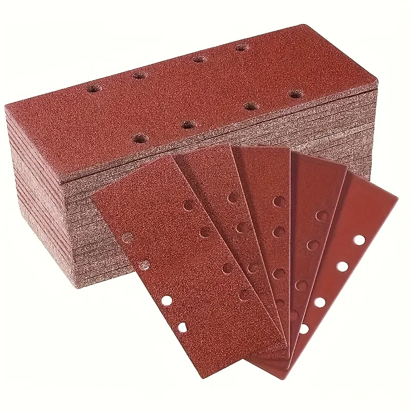 10/30pcs 8-Hole Rectangular Premium Flocked Sandpaper Sheets, Self-Adhesive, 185X93mm - Assorted Grits (60-600) For Air Grinders