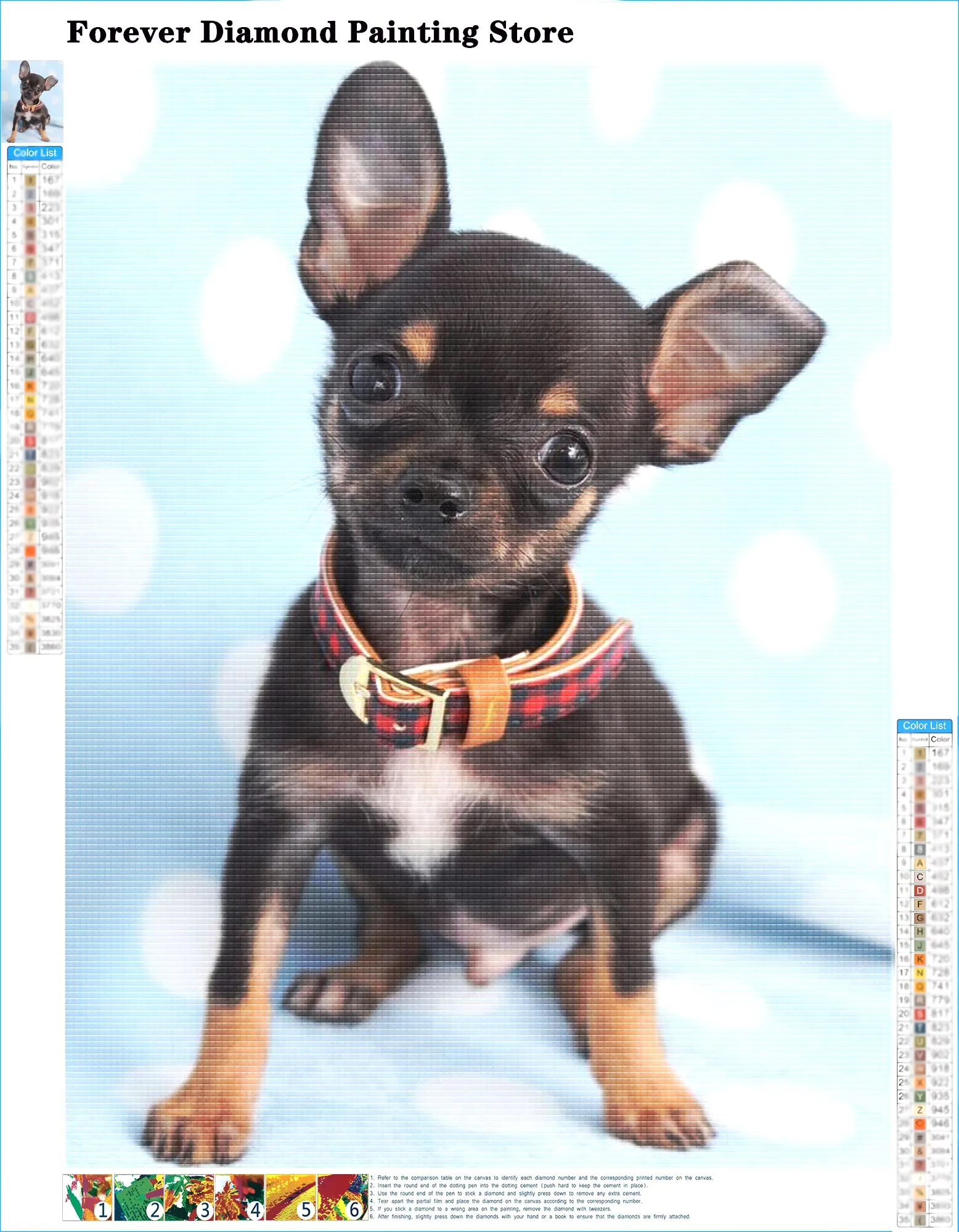 Diamond Art Painting Kits Chihuahua Pet Dog The Small Animals Cross Stitch Embroidery Picture Mosaic Full Drill Bedroom Decor 5D