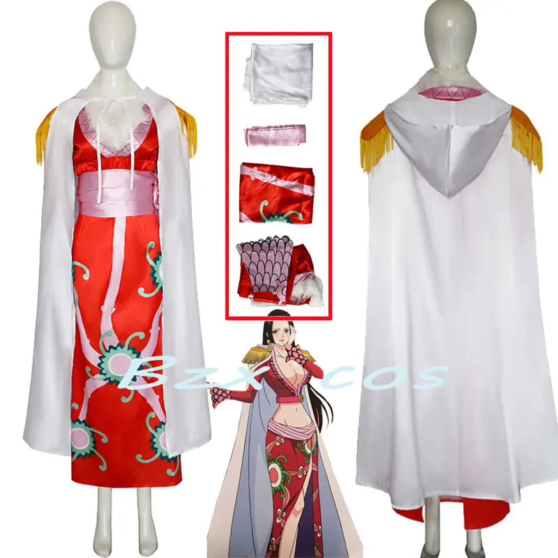 

Boa Hancock Costume Sexy Empire Red Kimono Dress Anime Clothing Halloween Cloak Costumes For Women Party Performance