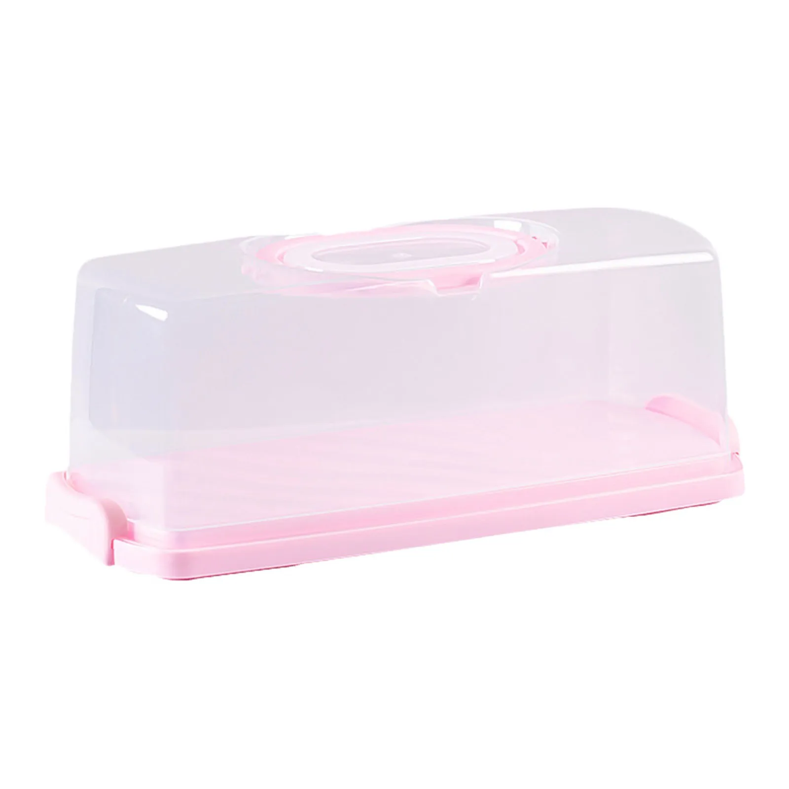 

Pink Plastic Bread Box Portable Cake Toast Container Handle for Kitchen Bread Storage Baking Cake Toast Container