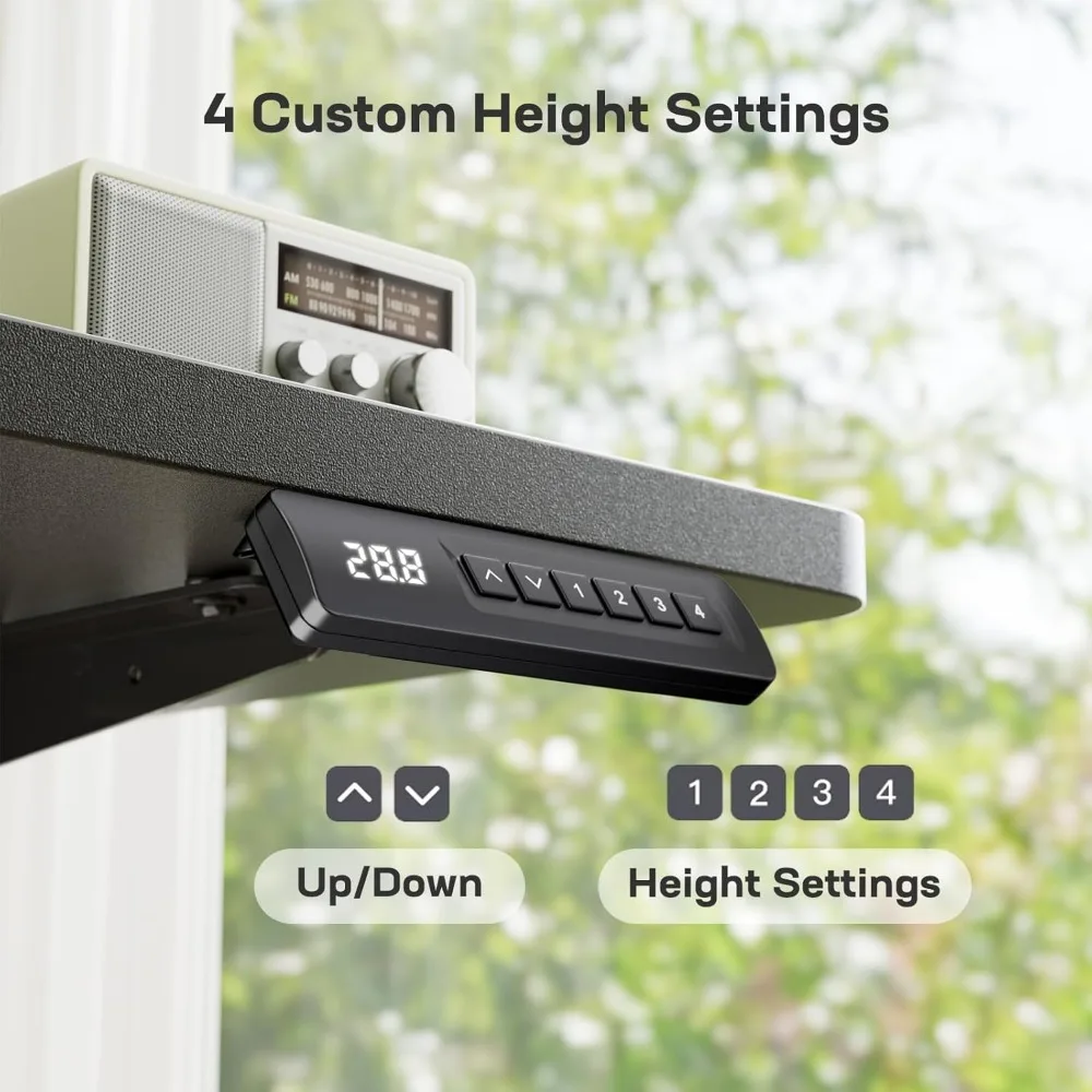 Electric Height-Adjustable Desk with Memory Settings, Storage, and Cable Management for Home Office