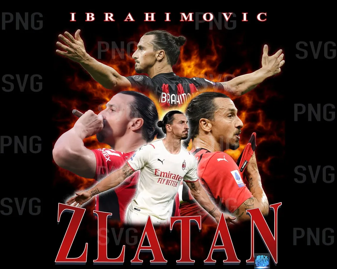 Zlatan Ibrahimovic  T-Shirt PNG  Bootleg T-Shirt PNG  Printable Bootleg T-Shirt Design  Football  Instant Download and Ready To