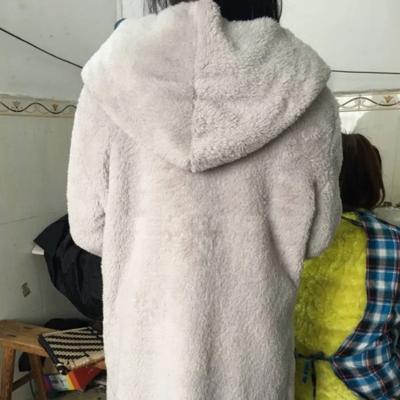 Autumn Winter New Fleece Sweatshirt Long Cardigans Female Long Sleeve Double Side Wear Flurry Loose Hoodie Coats