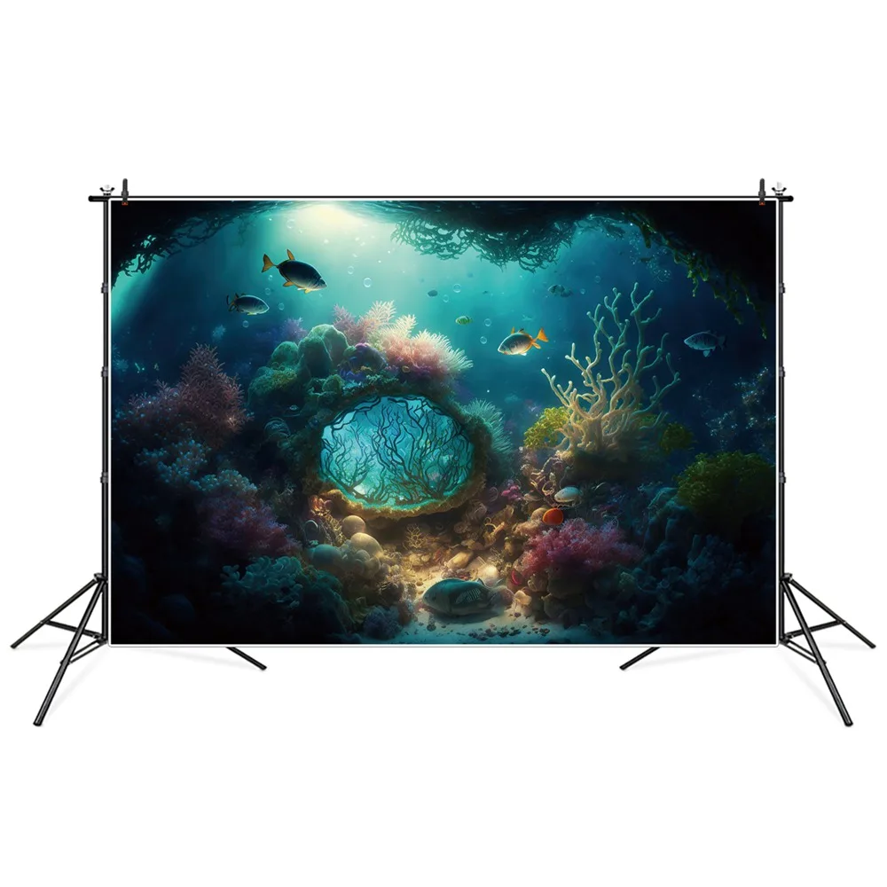 Fantasia Fotografia Submarina Backdrops Decors Partido Corais do fundo do mar Peixe Paisagem Custom Baby Photozone Photo Booth Fundos