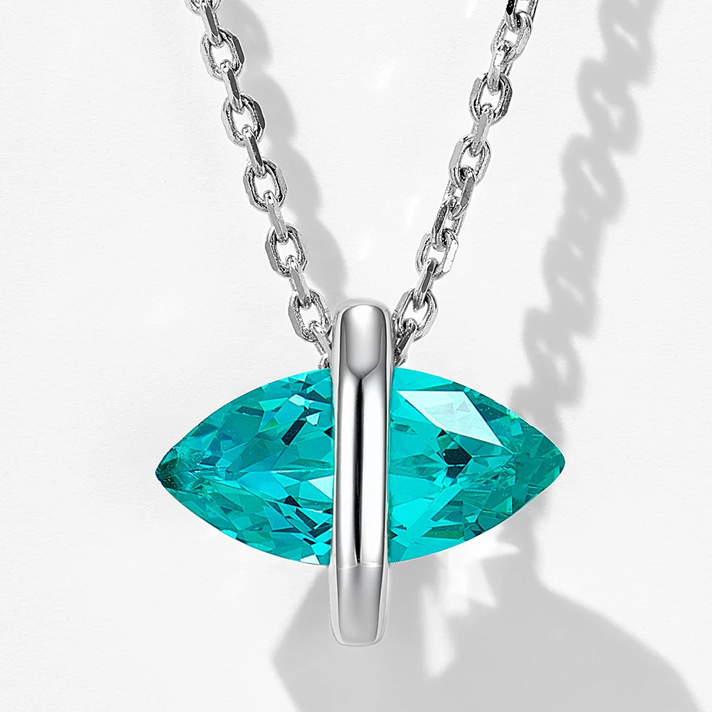 SONGYUN High Carbon Gemstones Jewelry Women 925 Sterling Silver Tourmaline Necklace Water Drop Pear Shape Pendant Necklace