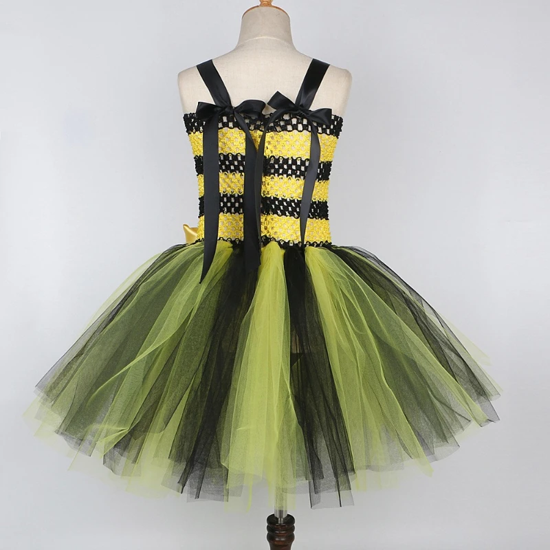 Flower Bee Girls' Tulle Puffy Skirt Halloween Carnival Princess Party Tutu Dress Children's Performance Costume Accessory Set 2