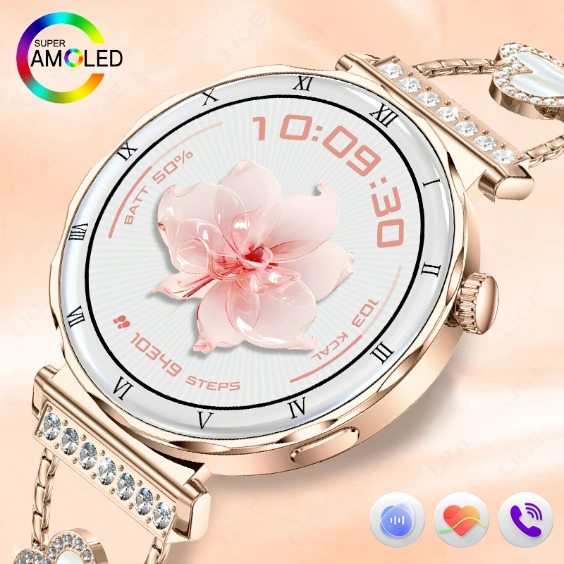 

Fashion Women's Smart Watch 1.19-inch AMOLED 390*390 HD Screen Bluetooth Call Smartwatch Women Health Monitoring Bracelet Mujer