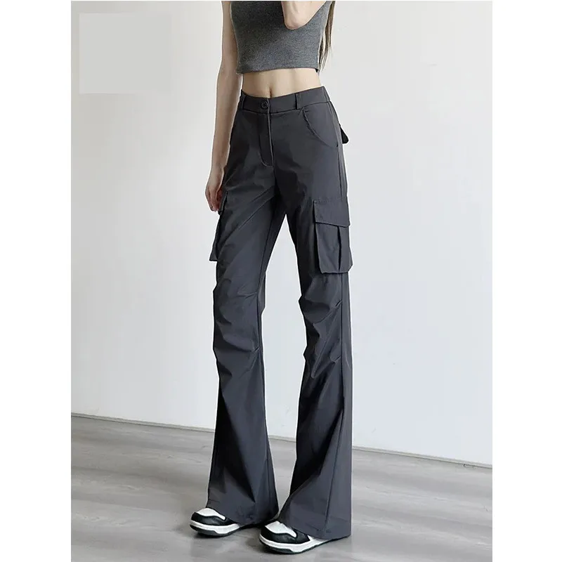 Micro Horn Work Pants Women's Spring and Summer Narrow Version Cool and Stylish Landing Paratrooper Sports Pants