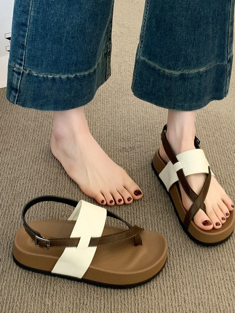 summer-roman-style-women's-sandals-soft-bottom-thick-heel-versatile-beach-shoes-korean-style-low-cut-slip-on-fashionable-comf