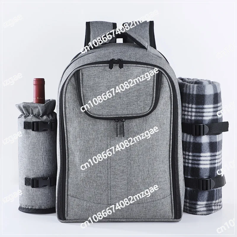 

Picnic Backpack for Four Outdoor Large Capacity Thickened Shoulder Portable Meal Bag