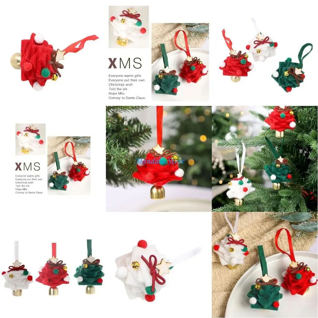 

U2JC Tiny Felted Christmas Tree Ornament Festival Tree Hanging Decoration for Mantels