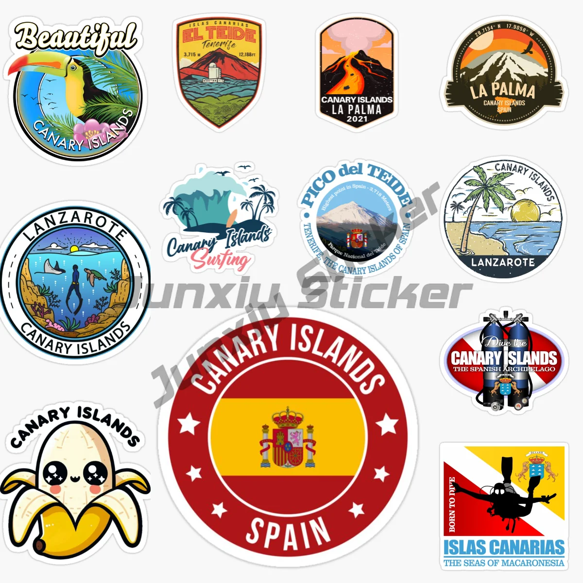 

Spain Canary IslandsNational Flag and Emblem Car Sticker, Vinyl Self-adhesive Waterproof and Sunscreen Decals