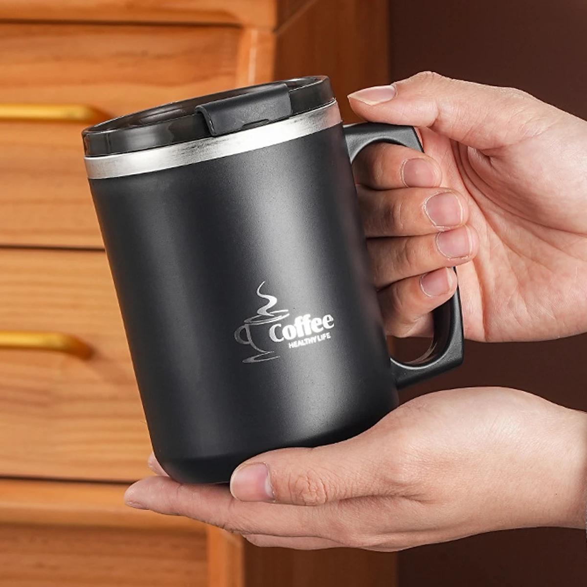 WORTHBUY 450Ml Tea Milk Coffee Cup 304 Stainless Steel Double Wall Insulated Water Cup Mug Sealed Anti Scalding Drinking Cup image 5