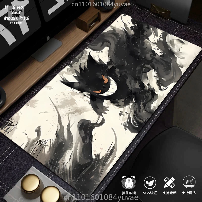 Computer Desk Mat2025 Anime Pikachu Gengar Mouse Pad Leather Boys Game Pokémon Computer Keyboard Pad Accessories Must-have For