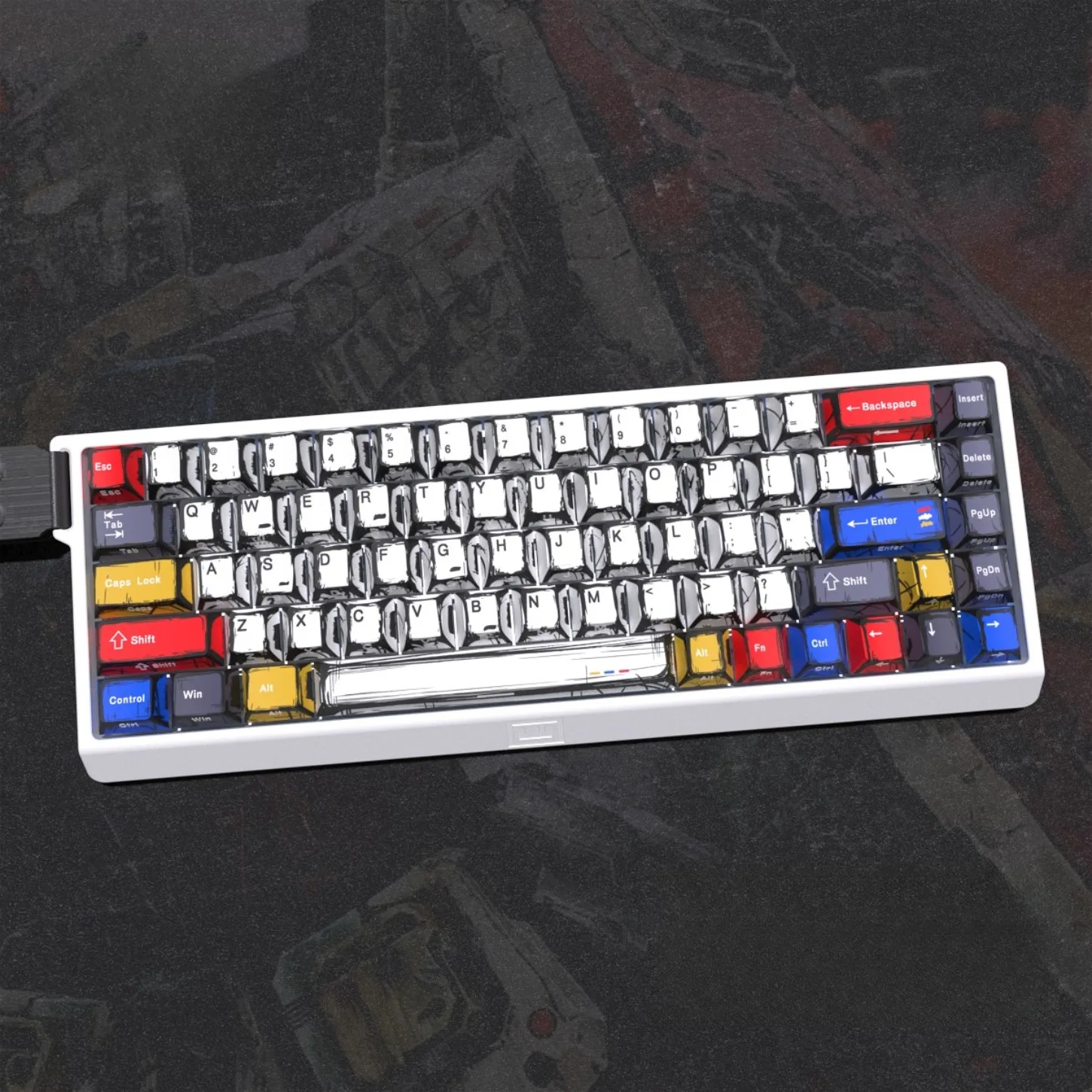 Anime Graffiti PBT Keycaps Cherry Profile Side Printed Backlit 74/130 Keys for Magnetic Switch Mechanical Keyboard