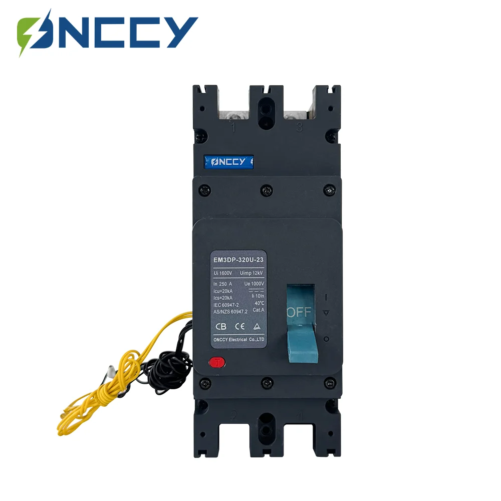 Disjoncteur solaire moulé sous pression ONCCY, disjoncteur avec MX+OF 24VDC, disjoncteur CC MCCB 125A 250A 320A avec protection contre les surcharges