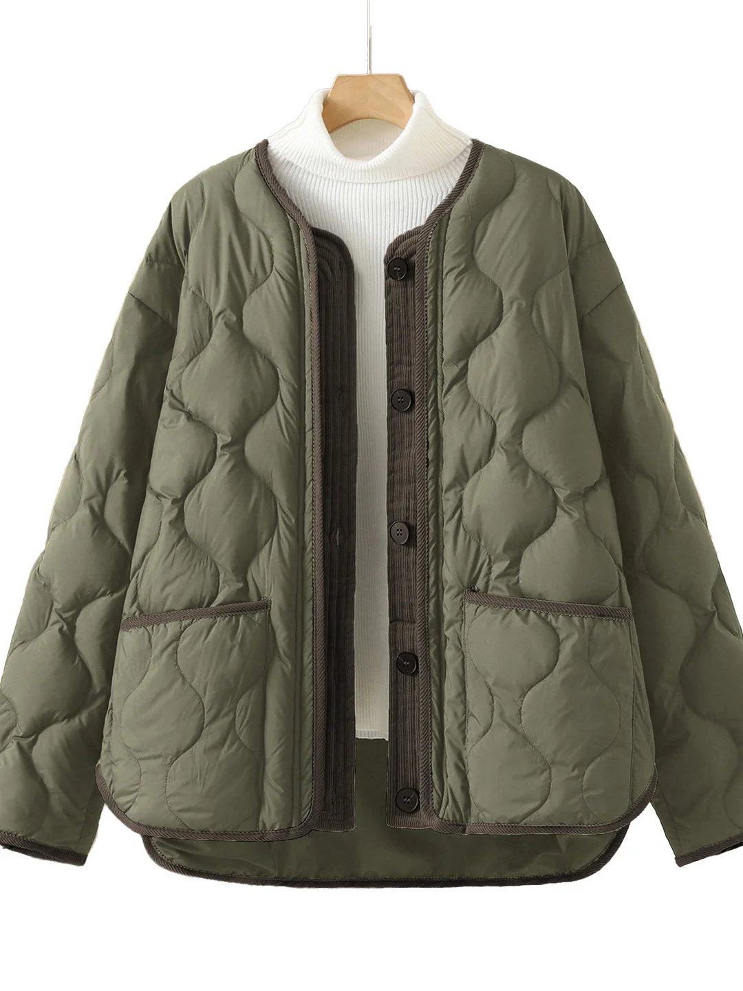 Loose Fit plus Size Casual Color Blo Cotton Jaet Women's Thiened Warm Coat Vintage Sle Online Exclusive Long Sve V...