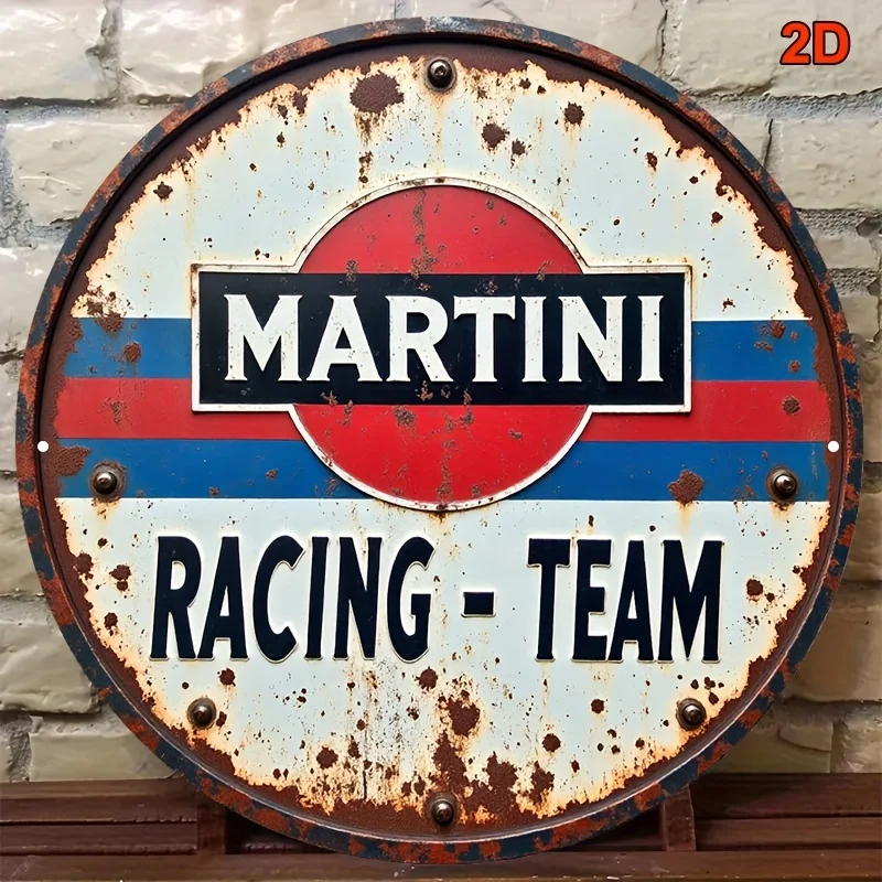 Martini Racing Team Vintage Round 2D Flat Metal Sign