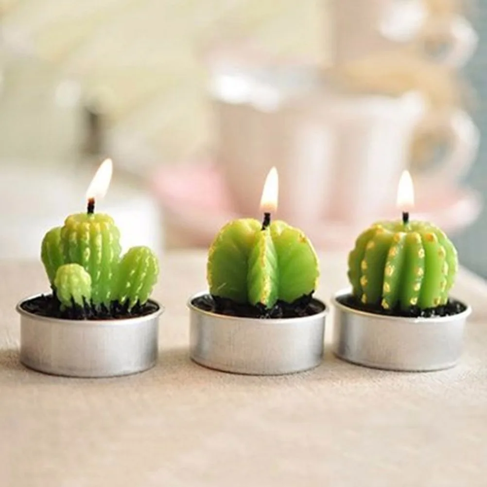 

12pcs Cactus Tea Light Decorative Garden Artificial Plant For Home Wedding Party Table Decoration