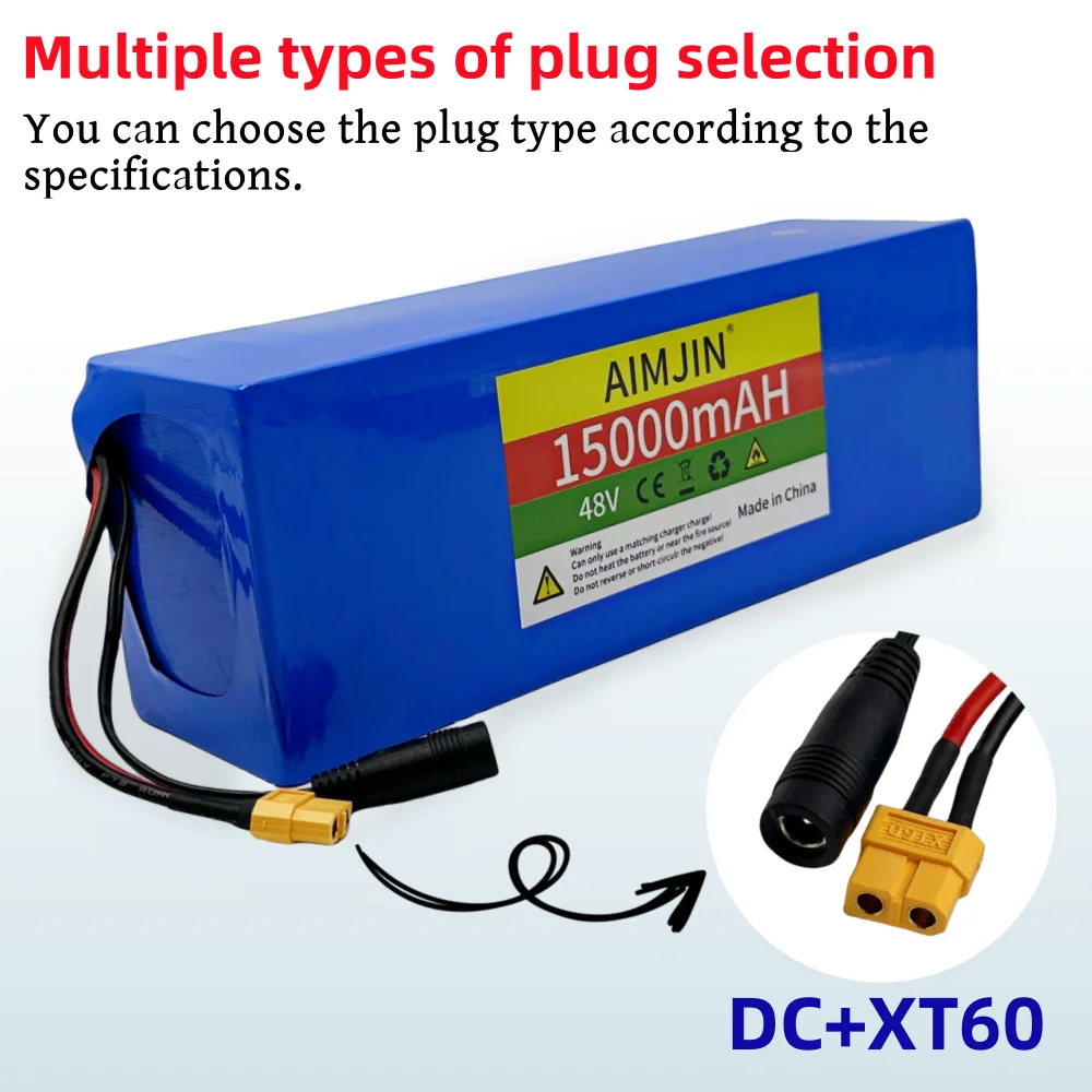 18650 13S4P Rechargeable Battery Pack 48V 15000mAh Lithium ion Battery With BMS Suitable for Electric Scooter Bicycle