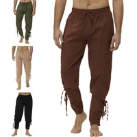 Pantalón pirata disfraz vikingo para hombres pantalones medievales renacentistas pantalones cortos con cordón disfraz de Halloween Cosplay para adultos