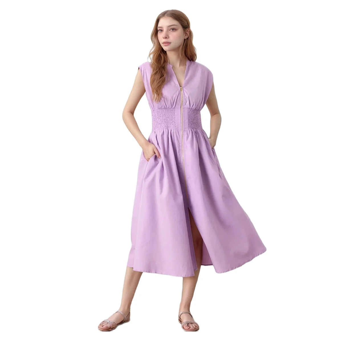 

Женское летнее повседневное платье-пудра L