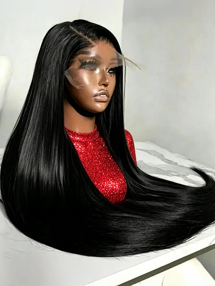 Silky Hair 13x4 13x6 HD Transparent Lace Frontal Wigs 40 46 Inch Raw 100% Bone Straight Lace Front Human Hair Wigs Vietnamese 360 Full Smooth Lace Wigs For Women Bleached Knots Natural Hairline 300 Density Pre Plucked