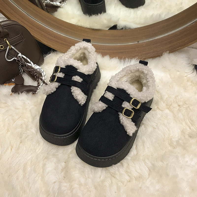 جولة تو سميكة القاع فروي حذاء كاجوال النساء 2026 شتاء دافئ أفخم الثلوج الأحذية مع منصة دلو معدني الجلد المدبوغ حذاء من الجلد #4