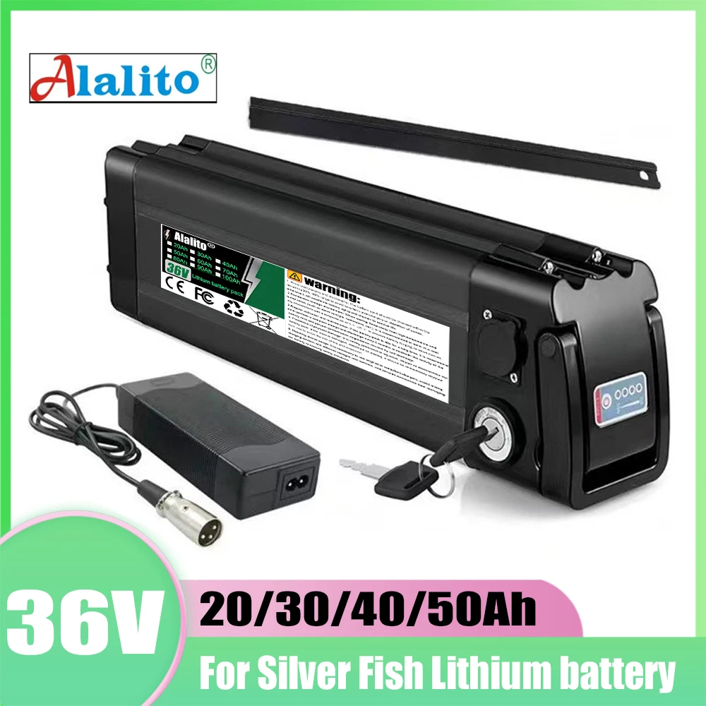 For Silver Fish lithium battery pack, 36V 20Ah-50Ah 18650 battery, compatible with 250W-1000W folding bicycle wheel hub motor
