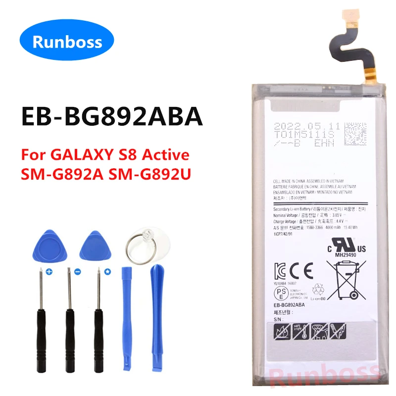 

EB-BG892ABA 4000 мАч новый высококачественный Сменный аккумулятор для телефона Samsung Galaxy S8 Active SM-G892A G892F G892A G892