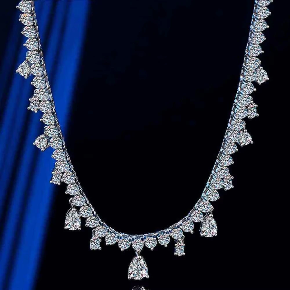 Yaranyan 925 Sterling Silver VVS1 3EX Pear Cut Real GRA Moissanite Diamonds Wedding Engagement Pendant Necklace Fine Jewelry