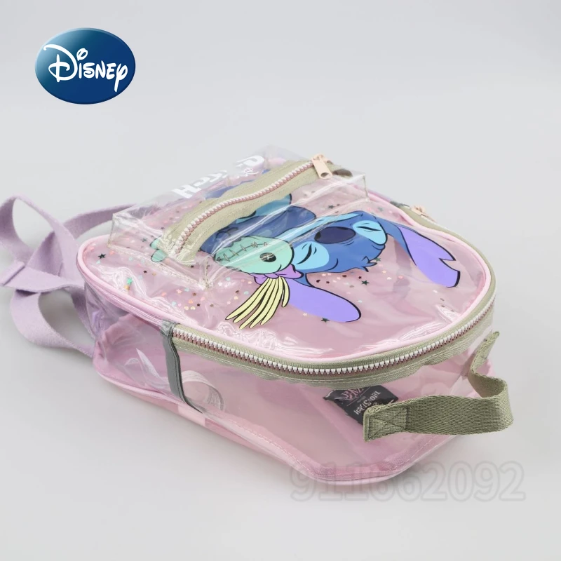 Disney Stitch New Transparent Backpack Luxury Brand Fashion Children's Transparent Backpack Cartoon Leisure Children's Backpack