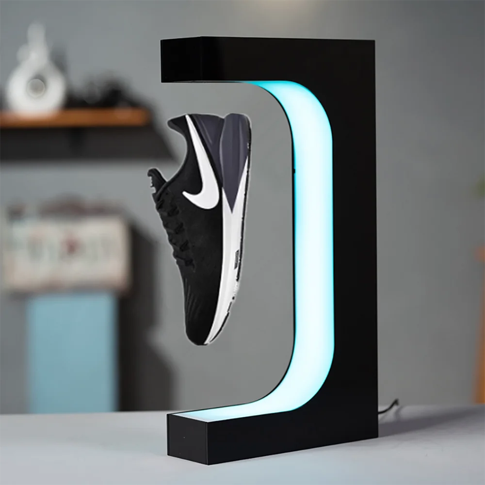 Display Stand Swivel Sneaker Stand LED Light Rotation Advertising Store Collection Display Magnetic Levitation Floating Shoe