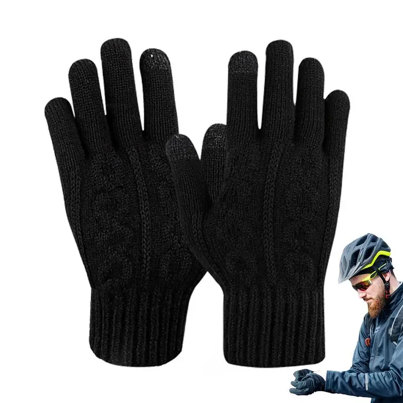 

Gloves Touchscreen Windproof Warm Knitted Touchscreen Gloves Anti Slip Heated Hands Warm Thermal Gloves For Cold Weather